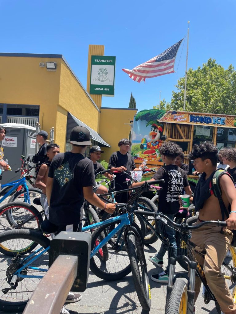 Young people on bikes